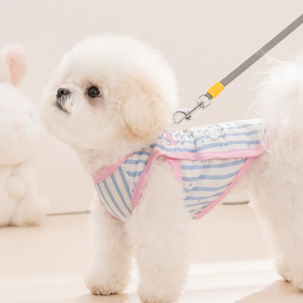 Striped Mesh Pet Cooling Vest Thin Breathable Breathable Dog Ice Silk T-shirt Cartoon Bear Pattern Lightweight Cooling Jacket Oasis Select