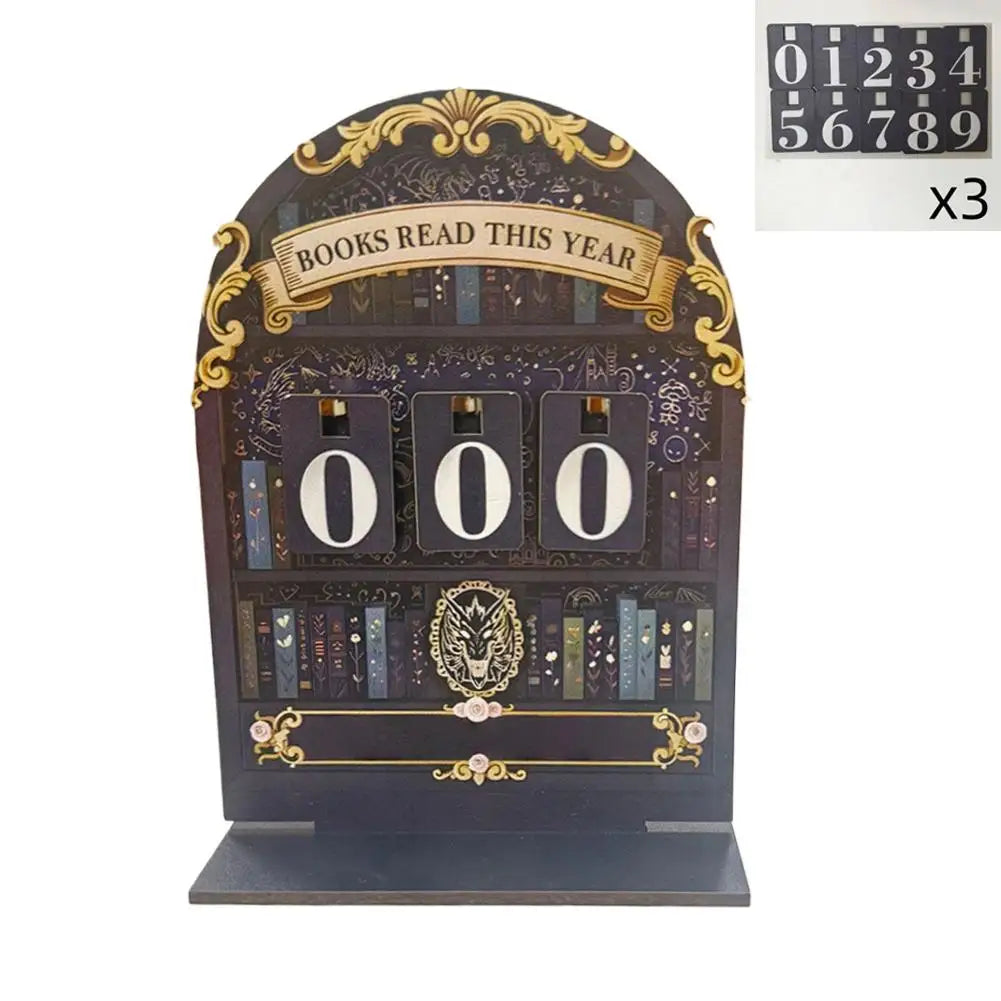 Retro Wooden Reading Challenge Tracker Counter Up To 999 Books Record Keeper Home Classroom Ornament Gift for Book Lovers Oasis Select B