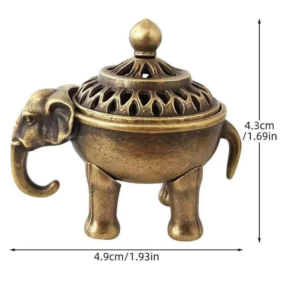 Vintage Alloy Sandalwood Incense Burner Elephant Lucky Hollow Out Lotus Incense Censer Year of the Horse Mini Three Legged Stove Oasis Select 6