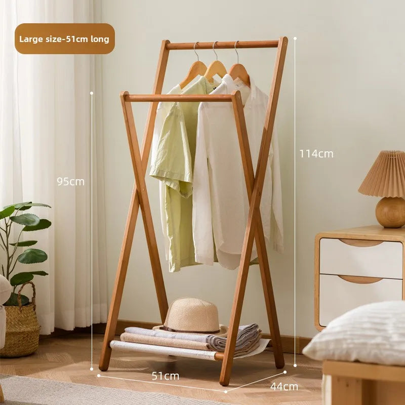 Hanging hanger bedroom floor does not take up space coat rack bedside bedside clothes storage artifact Oasis Select Brown-Large 51