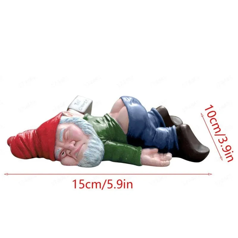 15CM Christmas Drunken Garden Gnome Funny Resin Statues for Home Decor Whimsical Indoor Outdoor Ornaments EcoResin Weatherproof Oasis Select green