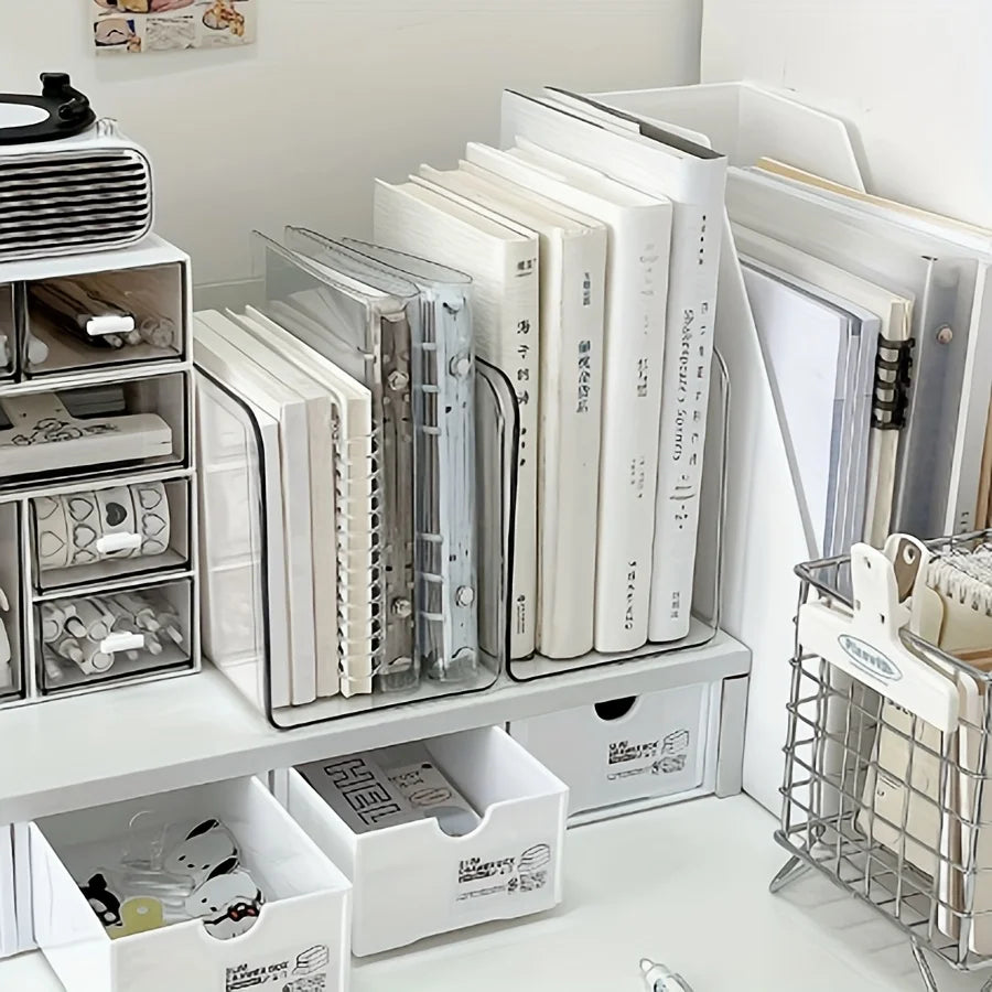 Clear Acrylic Bookends For Desk Office Book Storage Organizer Holder Display Rack Fridge Container Basket Produce Box Desktop Oasis Select