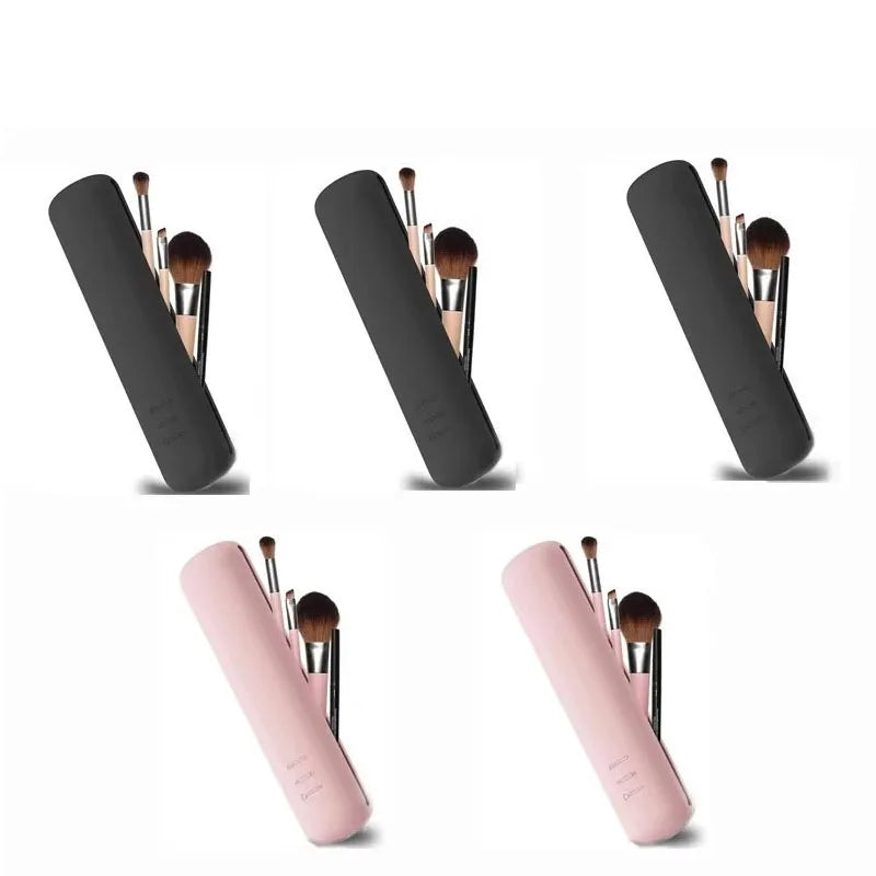 1/5pcs Silicone Brow Pencil Case Makeup Brush Eyeshadow Brush Storage Set Dust-Proof Simple Portable Travel Bag Specific Oasis Select 02-05-5pcs