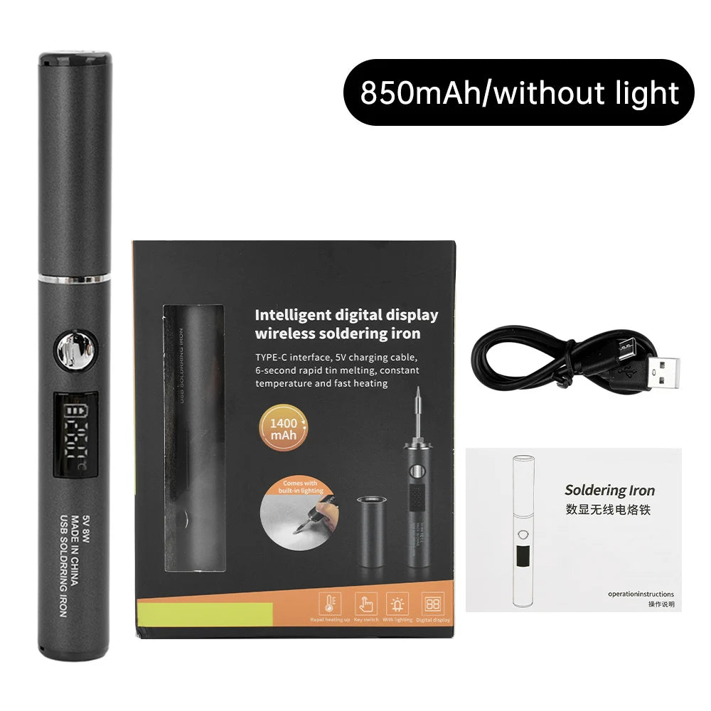DC 3.7V 8-10W USB Electric Soldering Iron TYPE-C Plug-in Model with 5 Levels of Temperature Adjust MINI Soldering Iron DIY Tools Oasis Select 850mAh