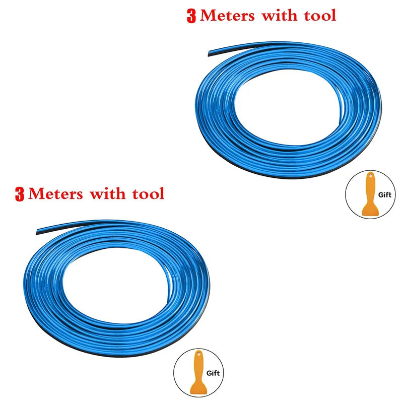 1/2pc Universal Car Moulding Decoration Flexible Strips Interior Auto Mouldings Car Cover Trim Dashboard Door Edgein Car-styling Oasis Select 3M Blue-2pcs