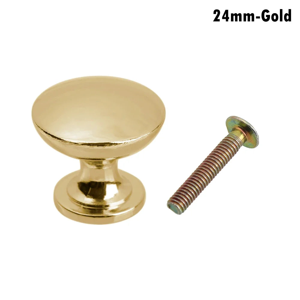Round Alloy Cabinet Handles Knobs Kitchen Cupboard Door Wardrobe Pulls Drawer Furniture Hardware Fittings Oasis Select 1PC 24mm-Gold