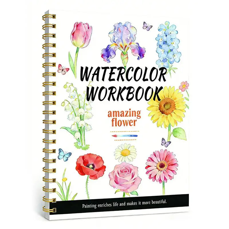 Spiral Bound Watercolor Flower Workbook Thick Paper Easy Guides For Beginners Daily Art Practice Oasis Select A1