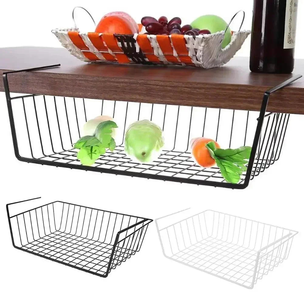 Cupboard Under Storage Iron Cabinet Closet Desk Hanging Mesh Basket Wire Bookcase Shelf Rack Organizer 1Pc Oasis Select