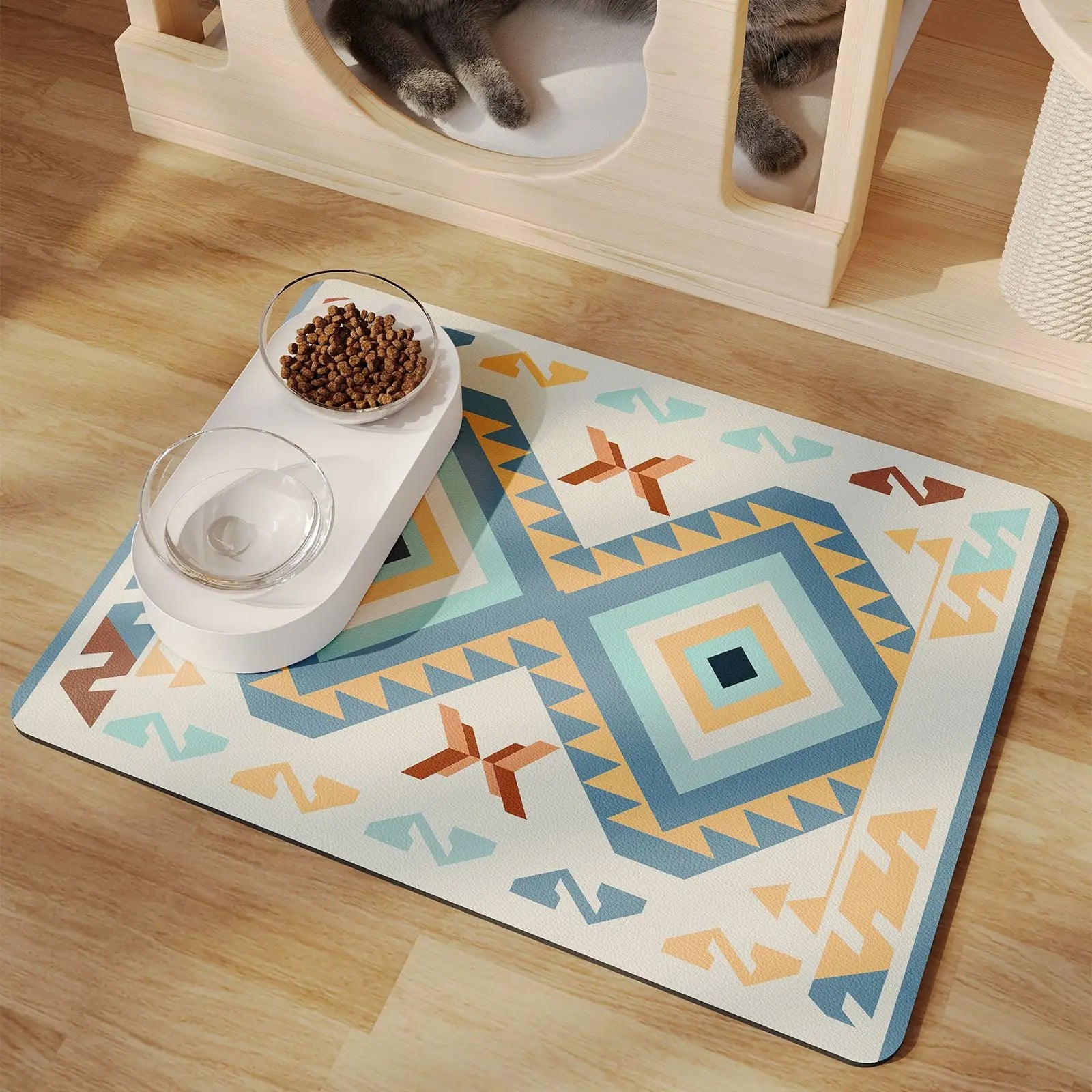 Pet Feeding Floor Mat, Water-absorbing, Cooling and Anti-slip Mat, Cat Mat and Dog Mat, Special Wipe and No-wash Pet Mat Oasis Select Cube 2 S 35x50