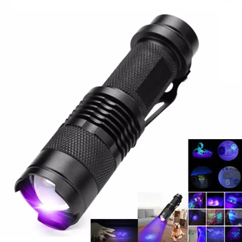 UV LED Portable Flashlight 395nm Black Light Wavelength Violet Flashlight Pet Urine Scorpion Feminine Hygiene Detector Torch Oasis Select