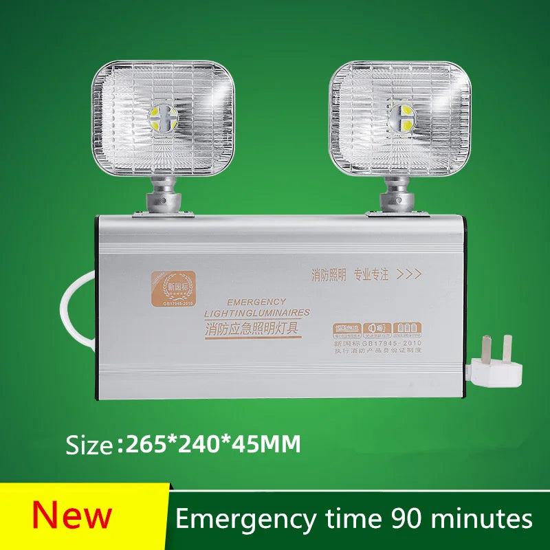 Double Head LED Emergency Light Wall Mount – AC200-240V Aluminum
