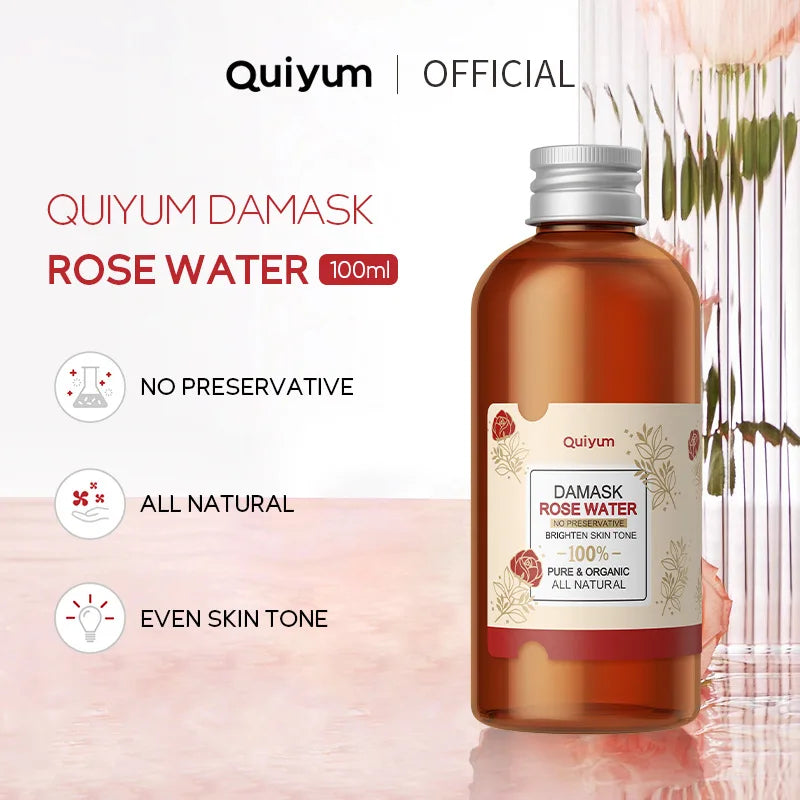 QUIYUM Rose Water Facial Toner – Organic, Pore-Tightening 100ml Facial Toner Oasis Select