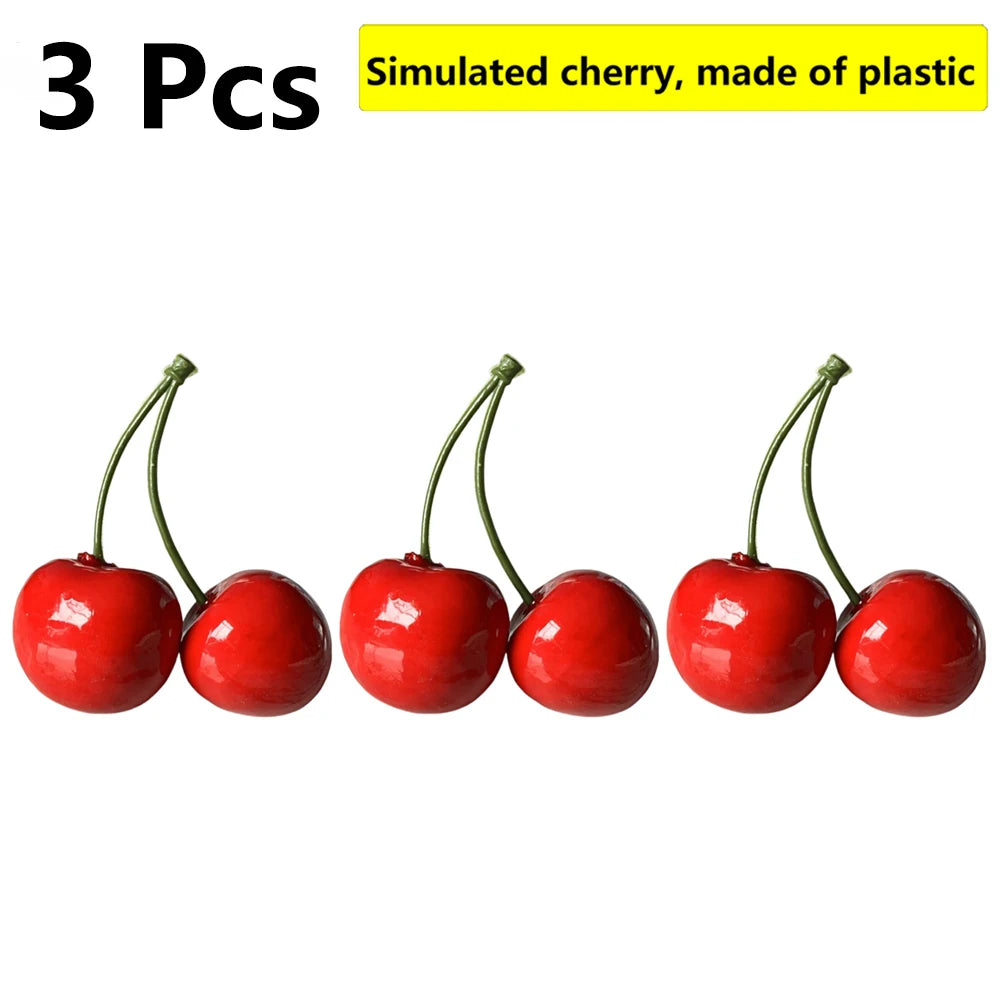 3-12 Pairs Artificial Cherry Christmas Simulation Cherry Decorations, Photography Props, Store Displays, Fake Fruit Models Oasis Select 3 Pairs S