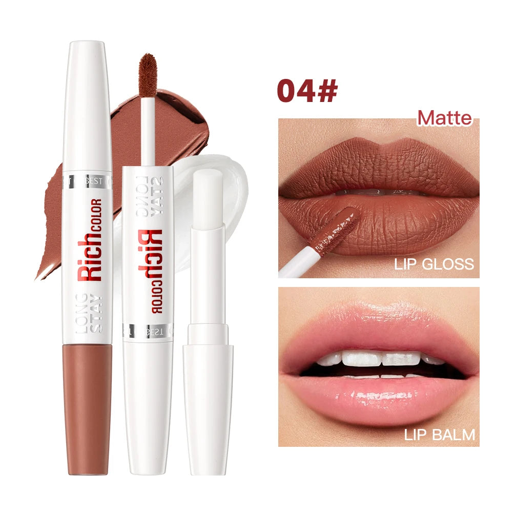 QiBest 8-Color Matte Liquid Lipstick & Hydrating Lip Balm Duo
