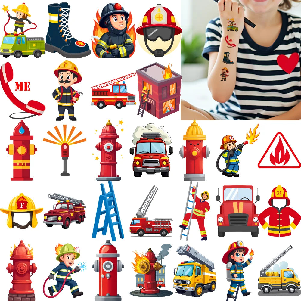 54pcs Firefighter Temporary Tattoos – Waterproof Body Stickers