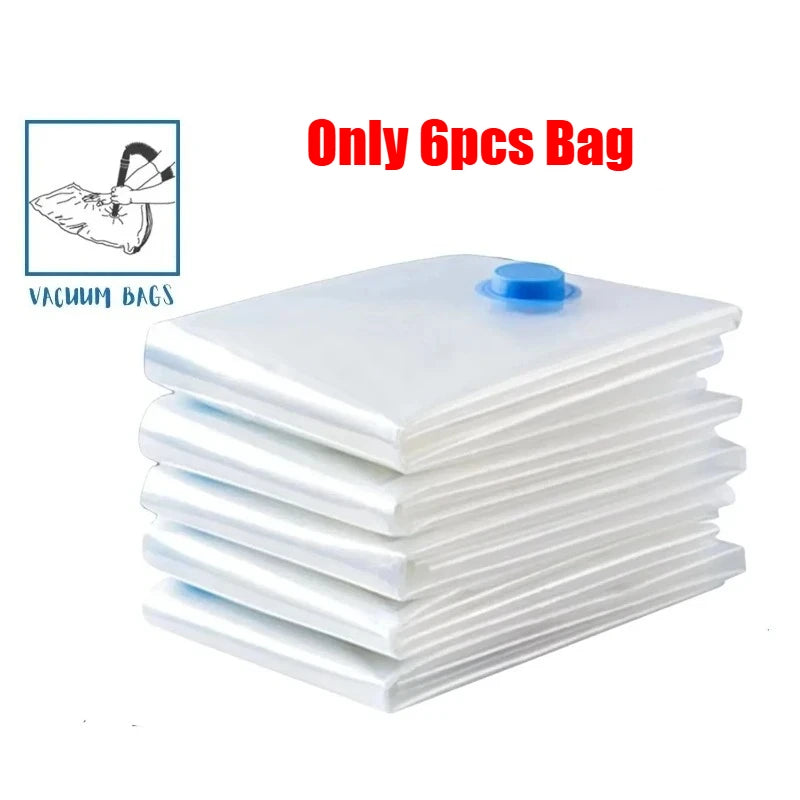 6PCS Vacuum Bag With Valve or Pump for Clothes Storing Large Plastic Compression Empty Bag Travel Accessories Storage Container Oasis Select 6Pcs-Vacuum Bag M