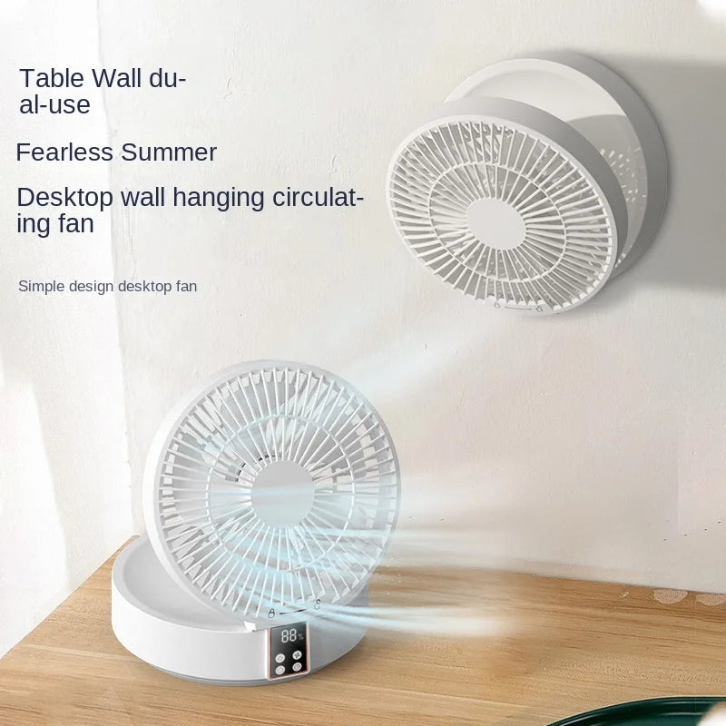 2023 New Fan With Remote Control Portable Wall-hanging Rechargeable Usb Electric Folding Fan Nightlight Air Cooler Household Oasis Select