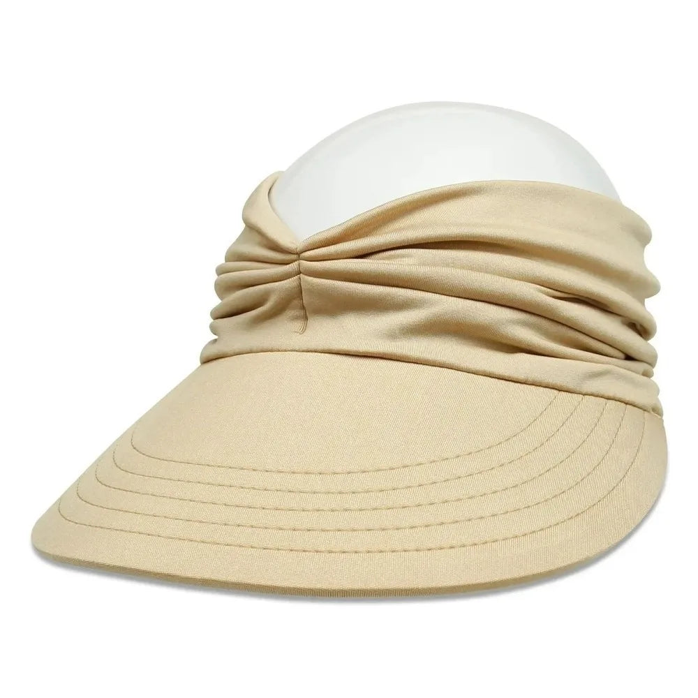 Empty Top Women Beach Sun Hat Wide Brim Double-Sided Sun-Protection Cap Flexible Anti-UV Outdoor Sports Hat Outdoor Sport Oasis Select Beige