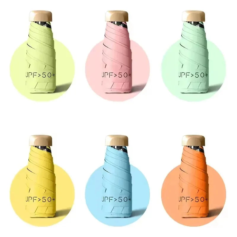 1pcs Low Price Promotion Mini Sun Umbrella Pocket Rain Umbrella Vinyl Folding UV Ultraviolet Protection Sun Shade Pocket Parasol Oasis Select