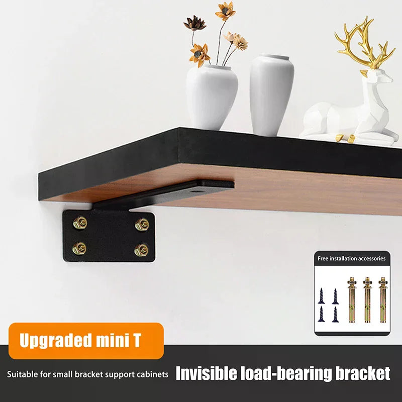 6/8/10/12inch Heavy Duty Cast Iron Shelves Brackets Floating Shelf Brackets 4MM Thicked Invisible L Brackets For Shelves Support Oasis Select