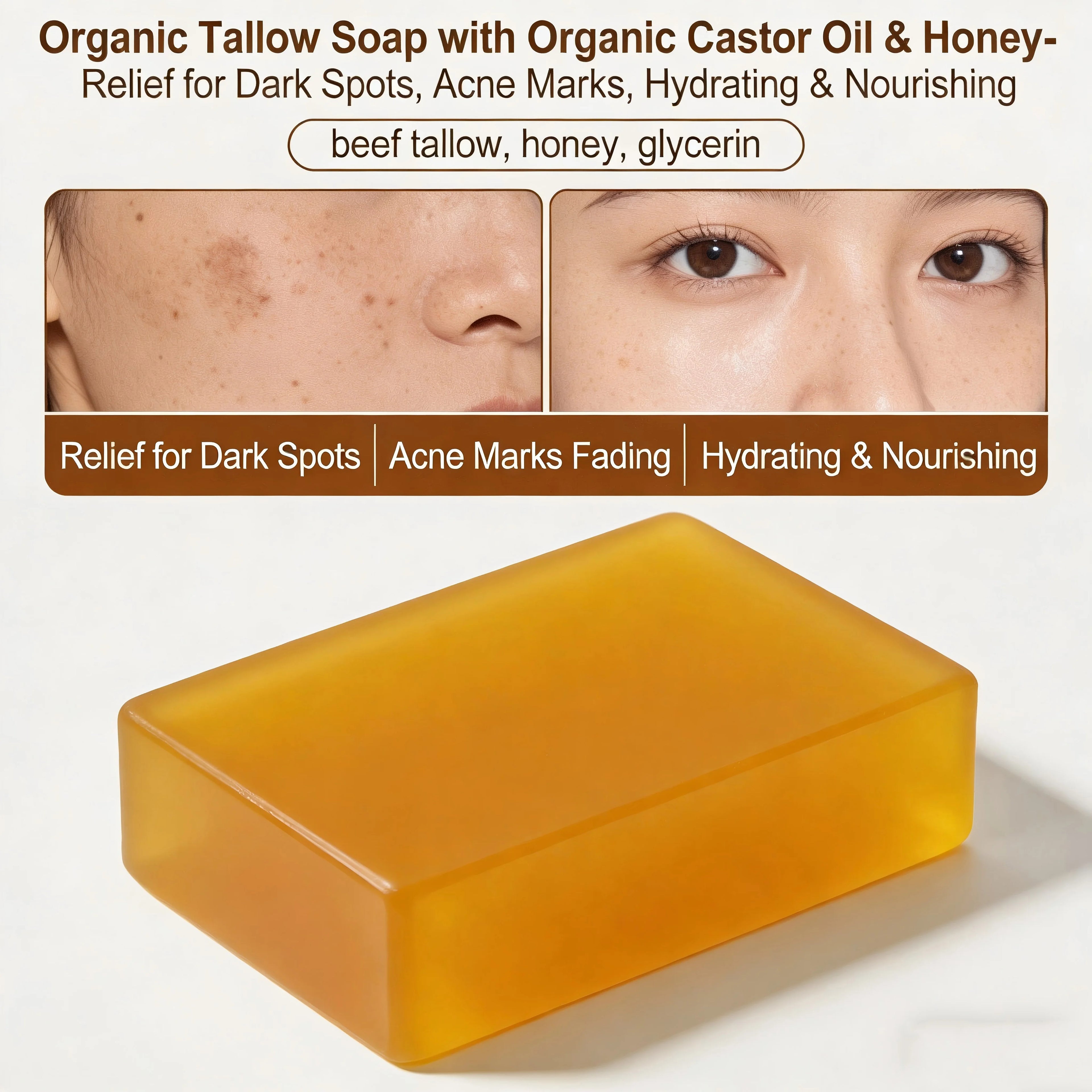 Beef Tallow Soap Bar,Natural Grass Fed Tallow Soap,Moisturizing Face Body Wash For Dry, Itchy, Sensitive Skin CareBath Soap Oasis Select