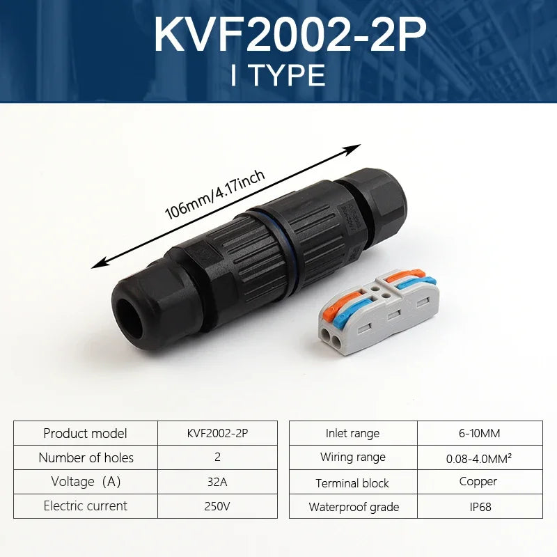 IP68 Waterproof Cable Connector Quick Connection 2 in 2 out 3 in 3 out 2/3 Pin Electrical Terminal Adapter Wire Connector Oasis Select KVF2002-2P