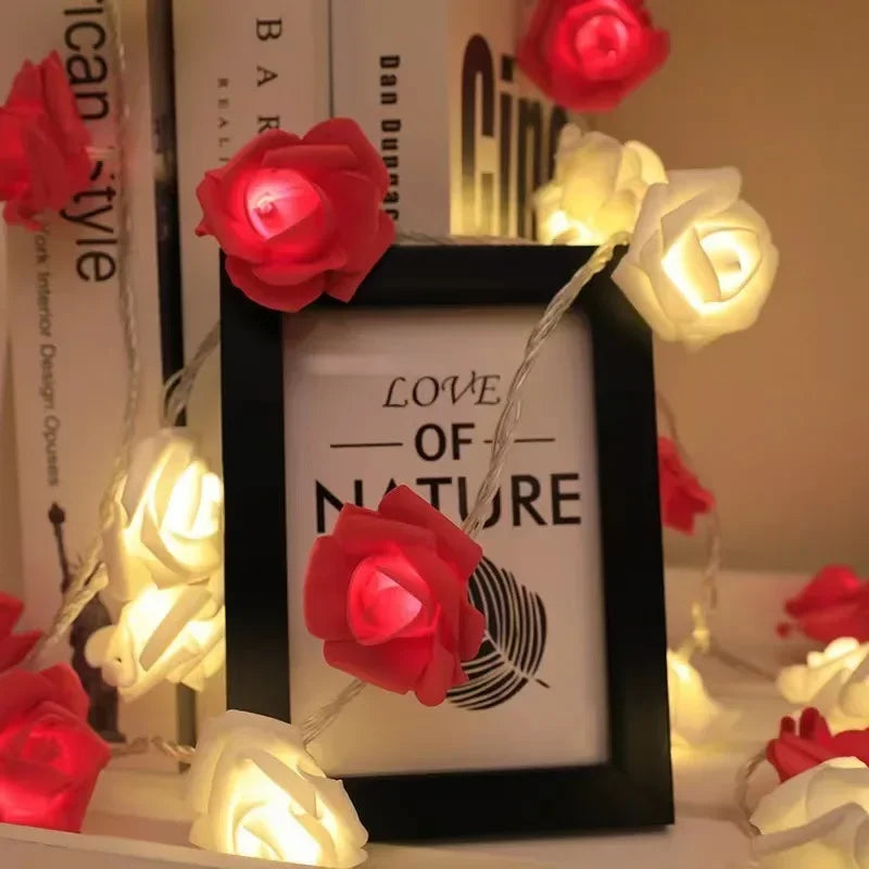 LED Pink Rose Flower String Lights USB powered for Wedding Home Party Birthday Festival Indoor Outdoor Decorations 1.5M/3M Oasis Select Red White