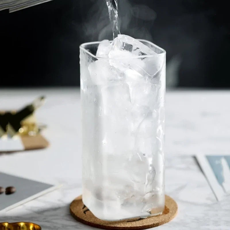 6pcs High-Temperature Resistant Transparent Square Single-Layer Glass Cup Set - Large Capacity Borosilicate Glass Party Cups Oasis Select