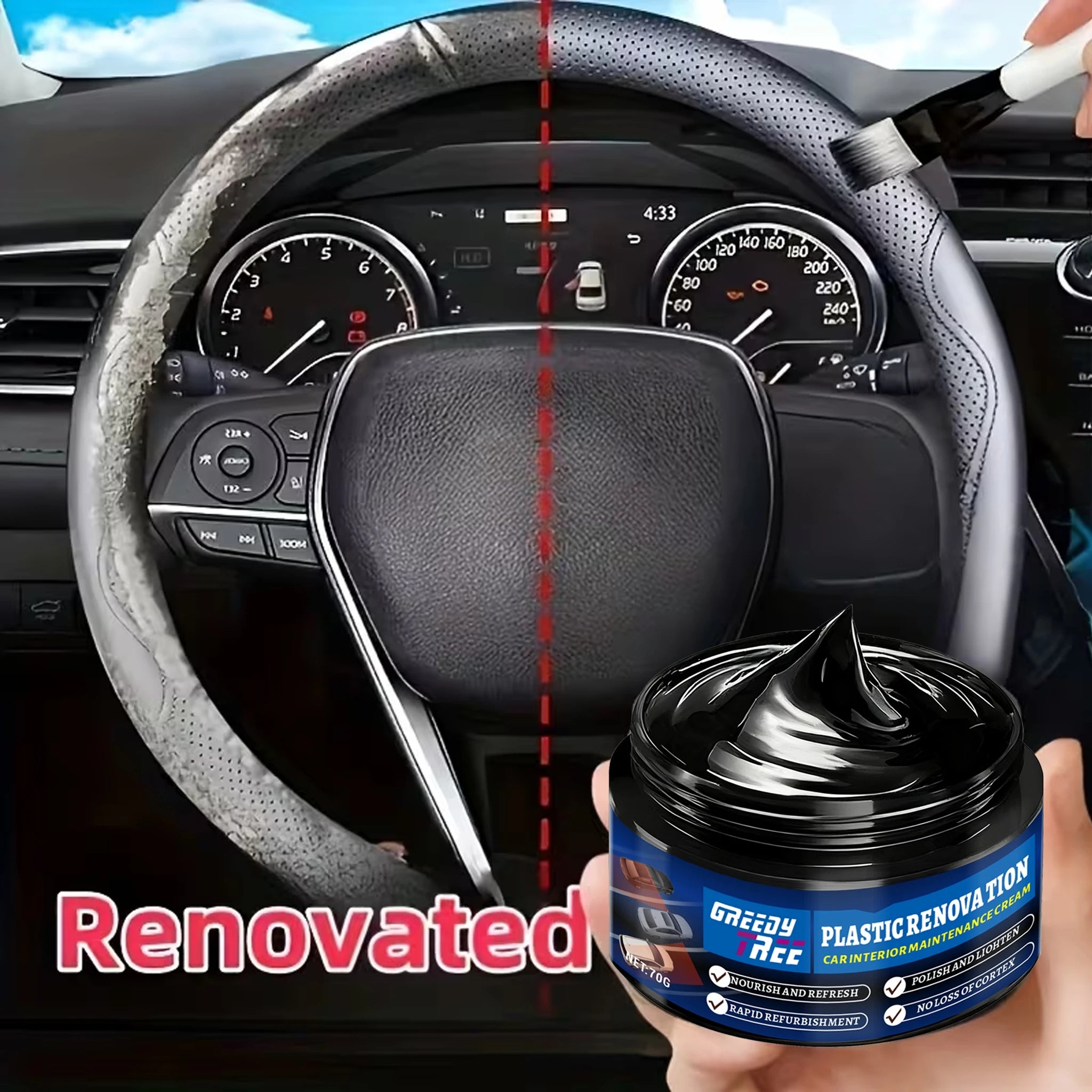Black Gloss Plastic Component Polishing Paste Automotive Interior Seat Repair Wax for Steering Wheel Oasis Select