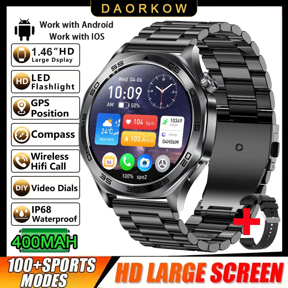 DAORKOW Smartwatch 1.46" IPS IPX8 | 100+ Activity Modes