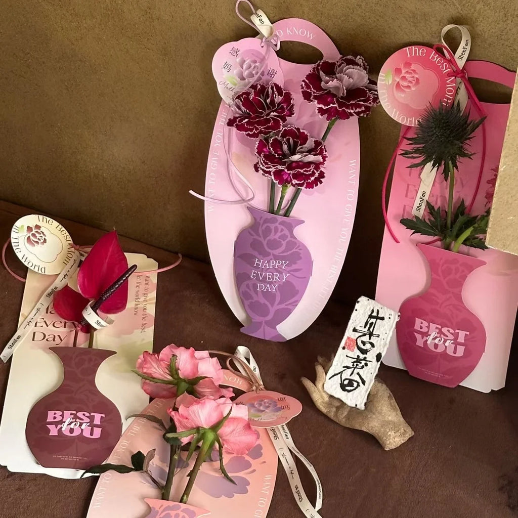 Single Vase Flower Packaging Box Portable Rose Box Carnation Packaging Cardboard Bouquet Wrapping Paper Box DIY Creative Gifts Oasis Select