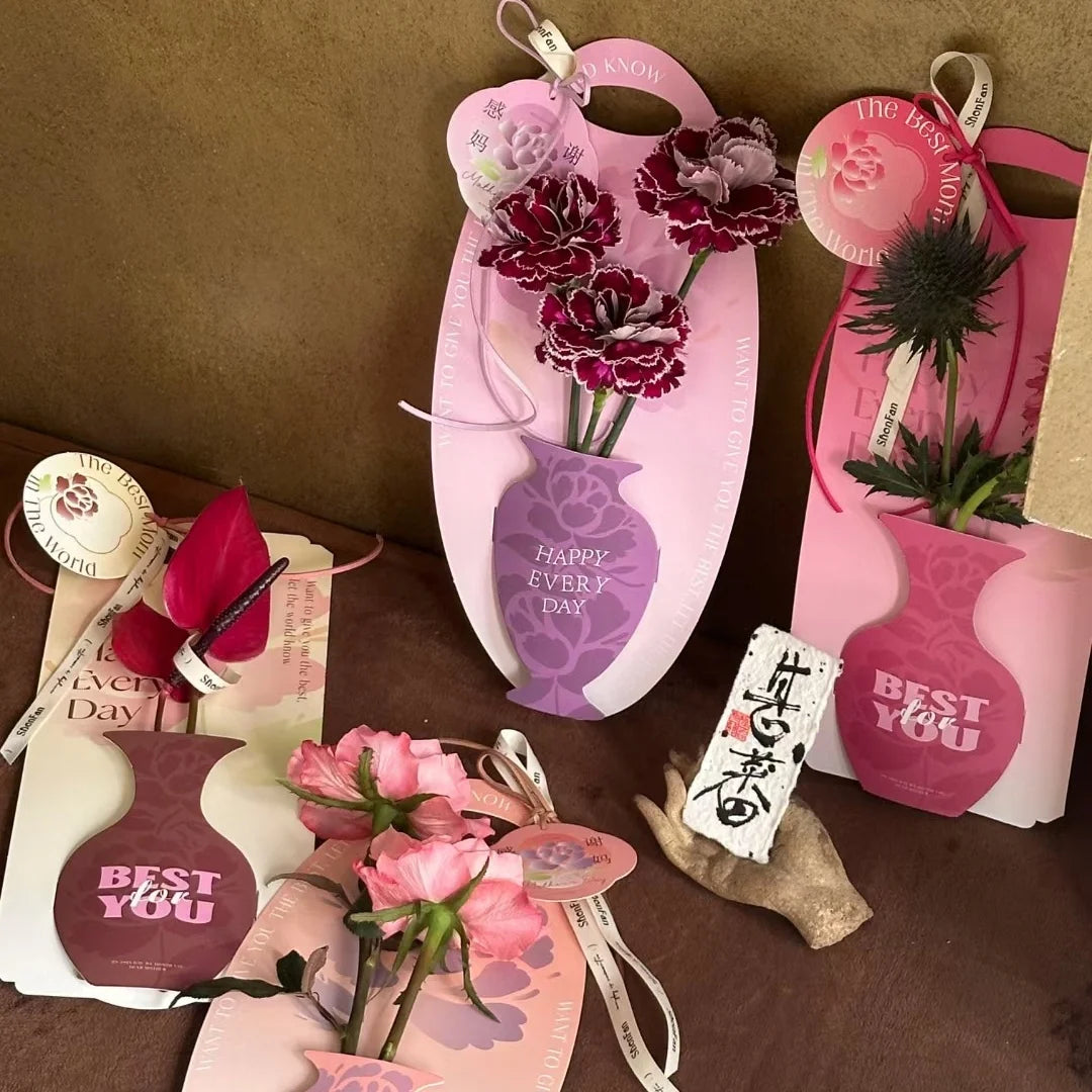 Single Vase Flower Packaging Box Portable Rose Box Carnation Packaging Cardboard Bouquet Wrapping Paper Box DIY Creative Gifts Oasis Select