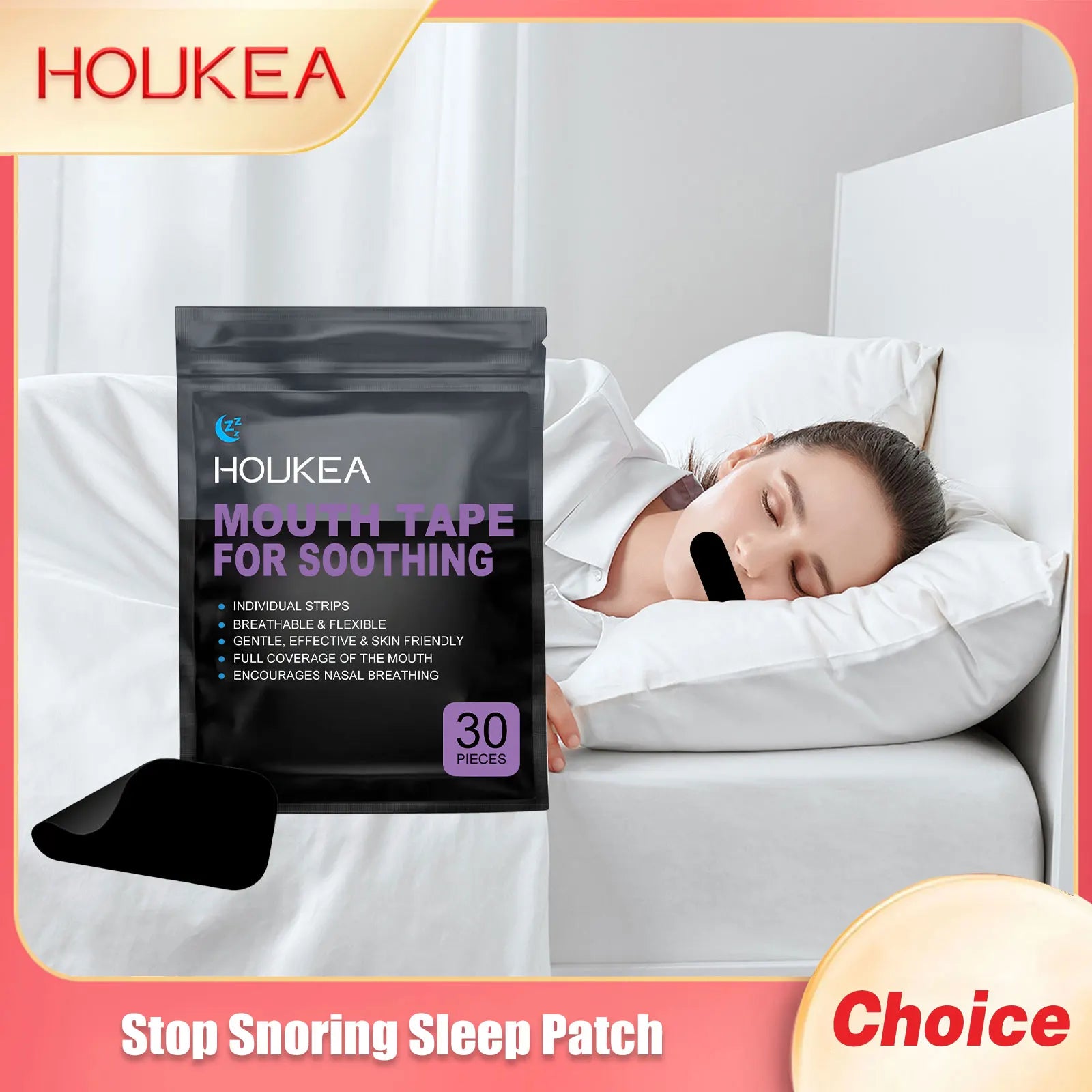 Houkea Stop Snoring Sleep Care Patch Enhanced Breathing Easy Use Mouth Correction Tape Child Adult Portable Help Sleeping Patch Oasis Select