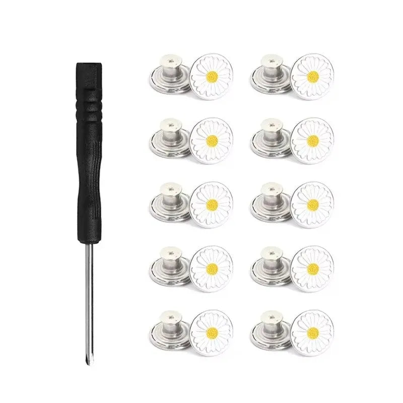 10/20/30/40pcs Adjustable Jean Buttons Replacement Metal Jeans Buttons No Sew Removable For Jeans Pants Bags Denim Clothing Oasis Select 10pcs A