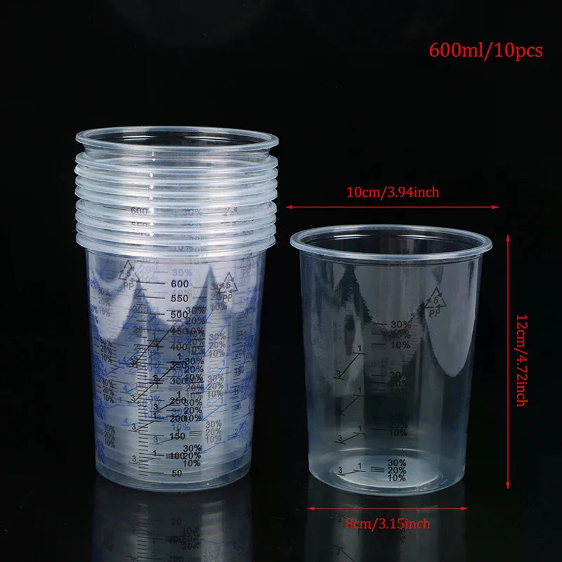 Plastic Paint Mixing Cup 600ml Mixing Pot Paint Mixing Calibration Cup For Precise Mixing Of Paint And Liquid High Quality 10pcs Oasis Select