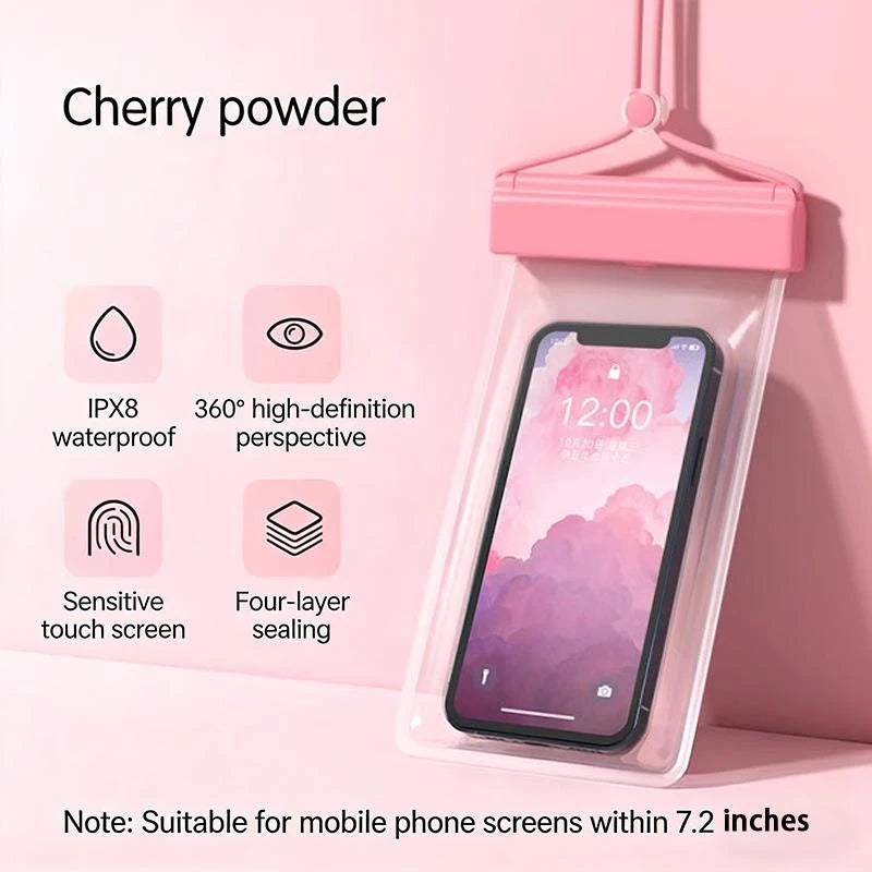 SUSU Universal Transparent Waterproof Touchscreen Phone Pouch Outdoor Diving And Swimming Crossbody Phone Case Oasis Select Pink