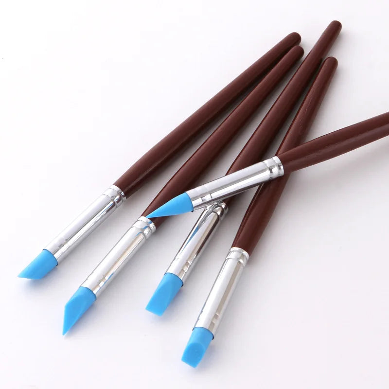 5pcs Rubber Silicon Tip Paint Brushes for Watercolor Oil Painting Shaping Carving Tool Sculpture Clay Tools Oasis Select