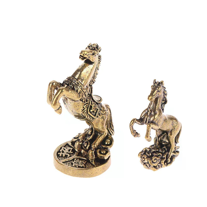 Bronze Horse Desktop Decoration Living Room Tea Table Sculpture Metal Craft Home Decorations Chinese Zodiac Horse Statue Oasis Select