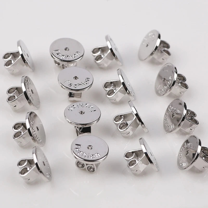 5Pairs 6/8mm Secure Spring Locking Earring Backs Replacements 18K White Gold Plated for DIY Heavy Dangle Earring Posts Jewelry Oasis Select