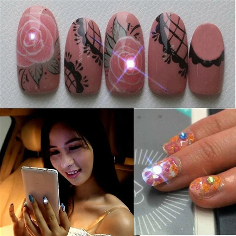 5Pcs NFC Flash Nail Sticker LED Bare Chip Intelligent Luminous Nail Lamp Nail Sticker Enhancement, White Light Oasis Select