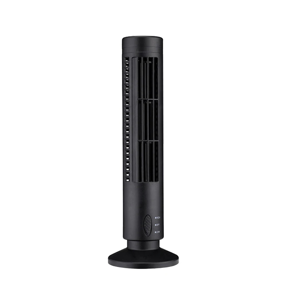 LED Bladeless Tower Fan – USB Portable 2-Speed Floor Fan Bladeless Tower Fan Oasis Select Black United States