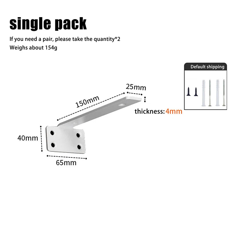 6/8/10/12inch Heavy Duty Cast Iron Shelves Brackets Floating Shelf Brackets 4MM Thicked Invisible L Brackets For Shelves Support Oasis Select 6in White