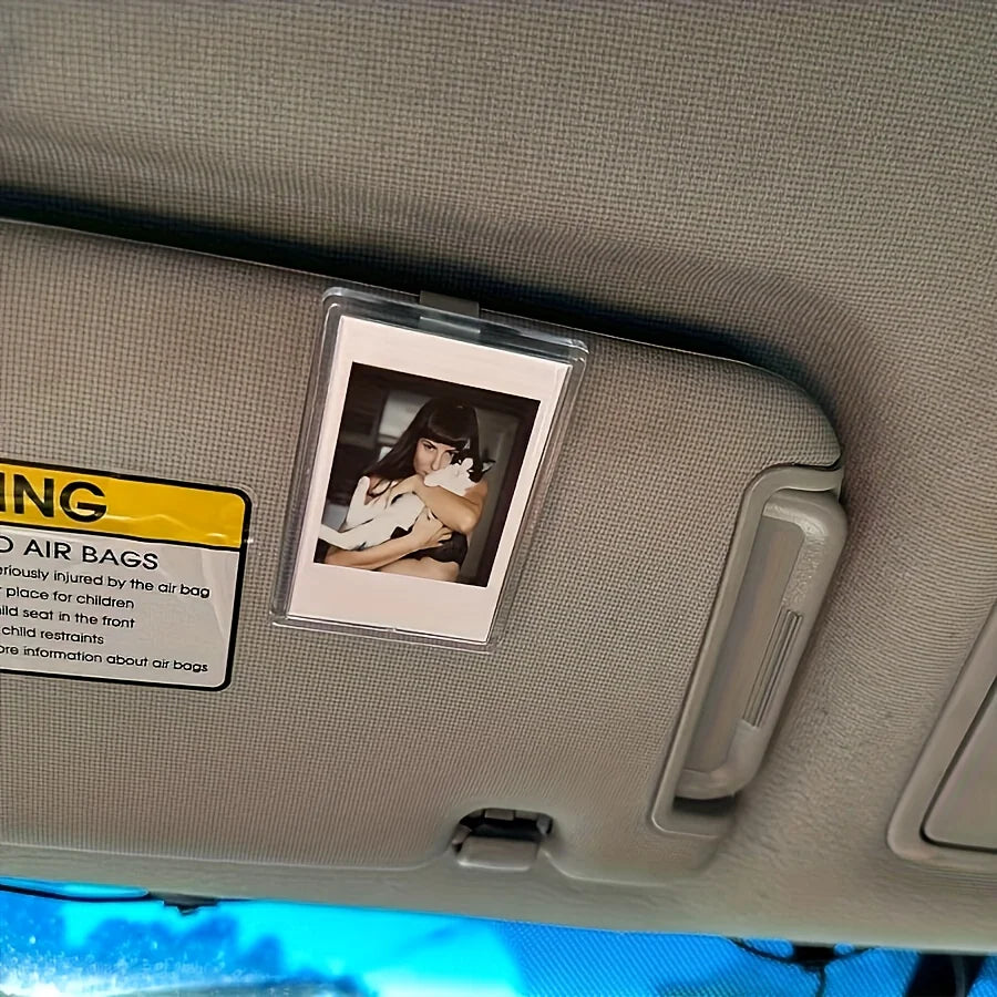 1pc Custom Sun Visor Photo Clip Scratch Resistant Personalized Photo Frame Tool-Free Installation No Charging Required Oasis Select