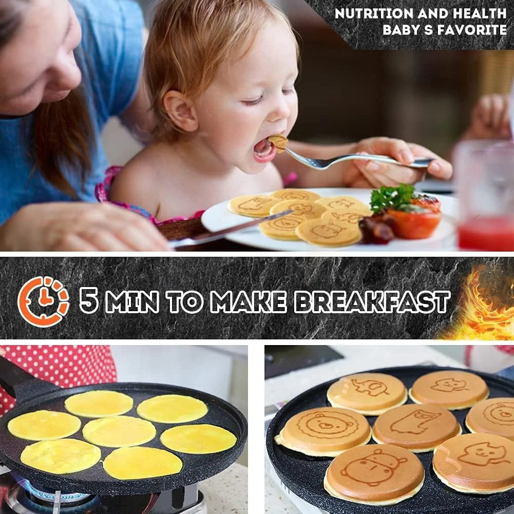 7 Cup Smiley Face Pancake Pan 100% Non-stick Griddle Pancake Maker Pancake Crepe Frying Pan Griddle Mini Pancakes Maker Oasis Select