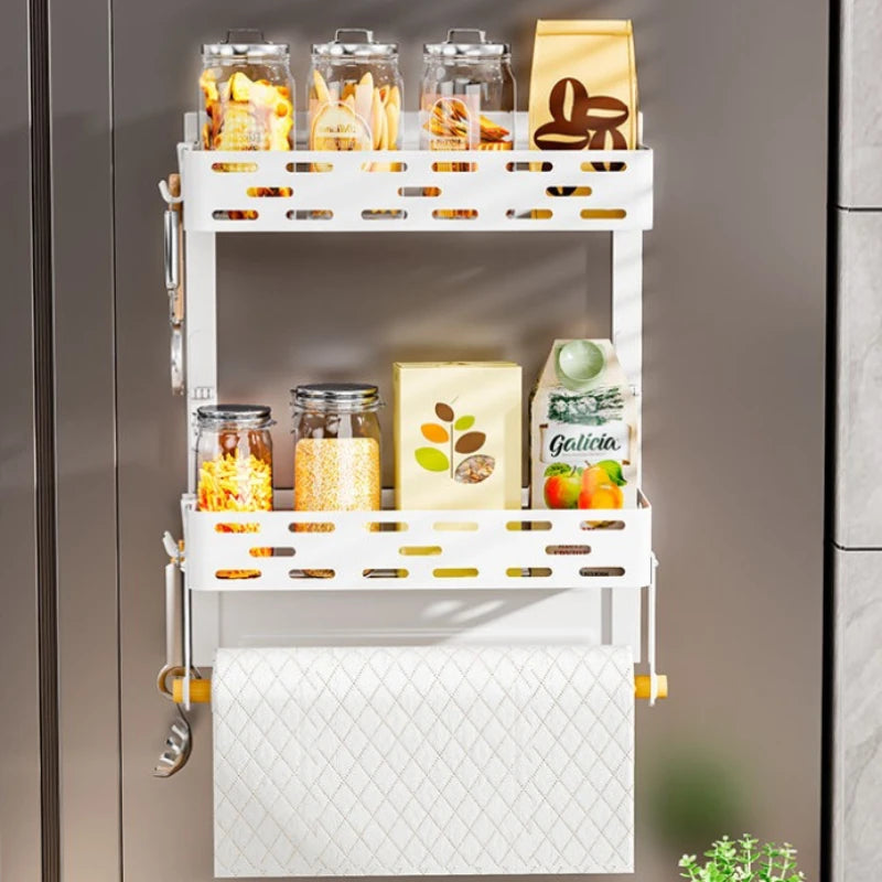 Magnetic refrigerator shelf Wall hanging No punching Refrigerator side hanger Folding kitchen roll paper rack Magnetic fragrance Oasis Select