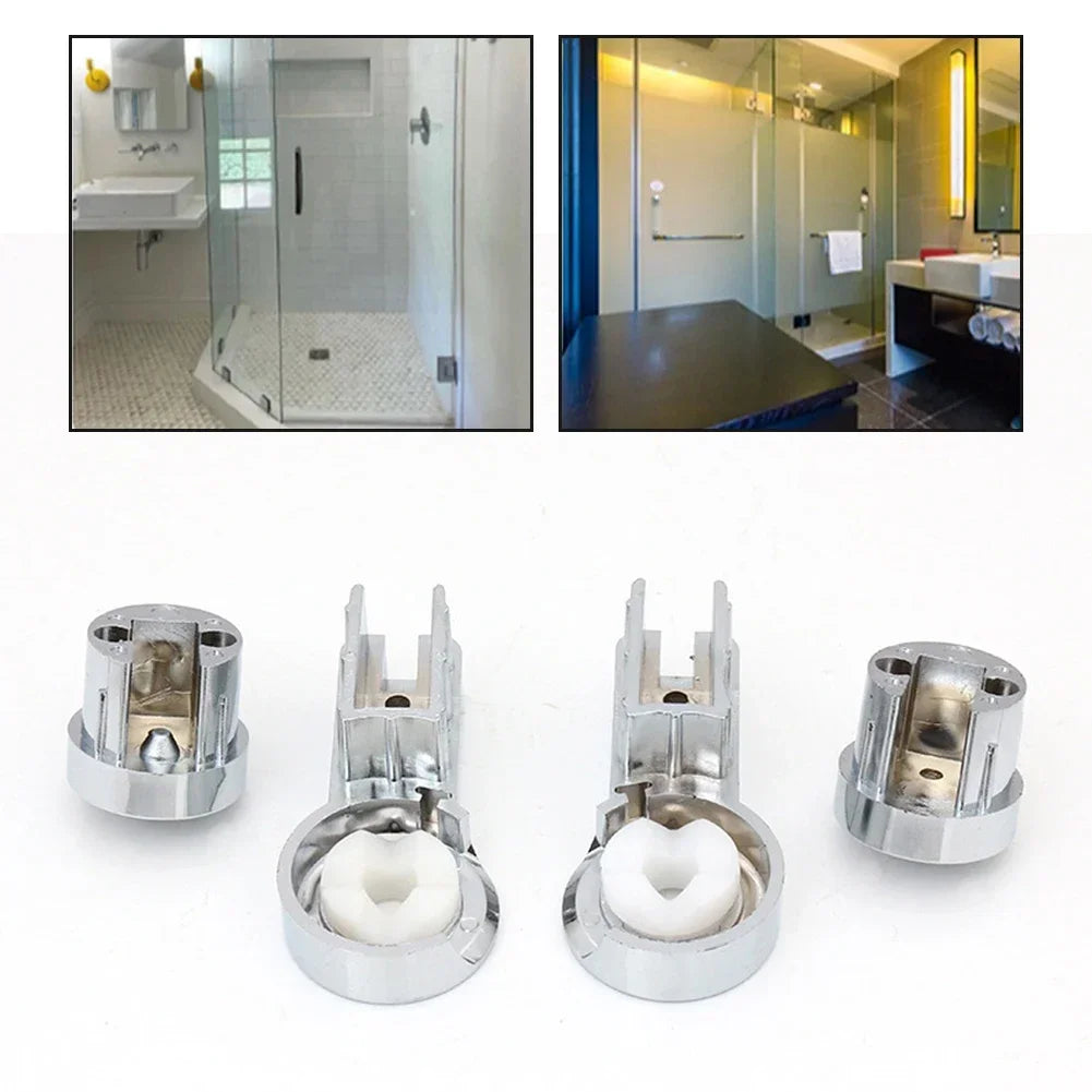 1-Set Bath Hinge Brackets Shower Screen Hinges ABS Chrome Plating Shower Holder Household Bathroom Replacement Spare Parts Oasis Select