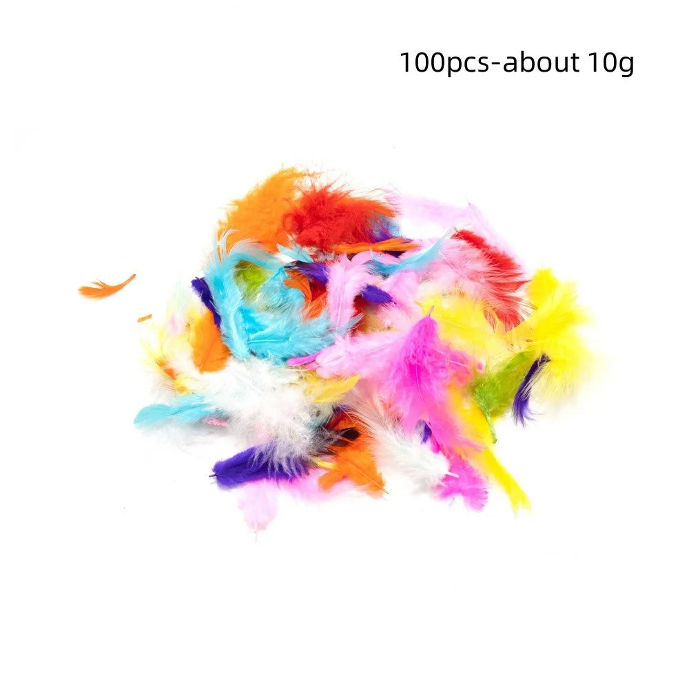 100PCS Small Goose Feathers for DIY Crafts 5-8cm Coloed Swan Plumes Wedding Party Handicraft Accessories Dream Catcher Feathers Oasis Select Mix Color 2