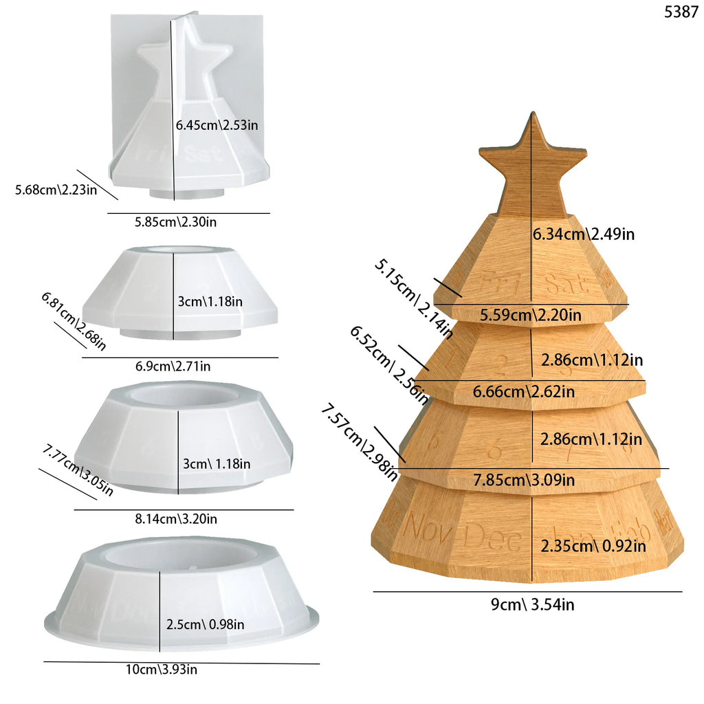 Perpetual Calendar Resin Mold Christmas Tree Storage Box Silicone Mold DIY Aromatherapy Plaster Desk Calendar Ornament Mold Oasis Select White