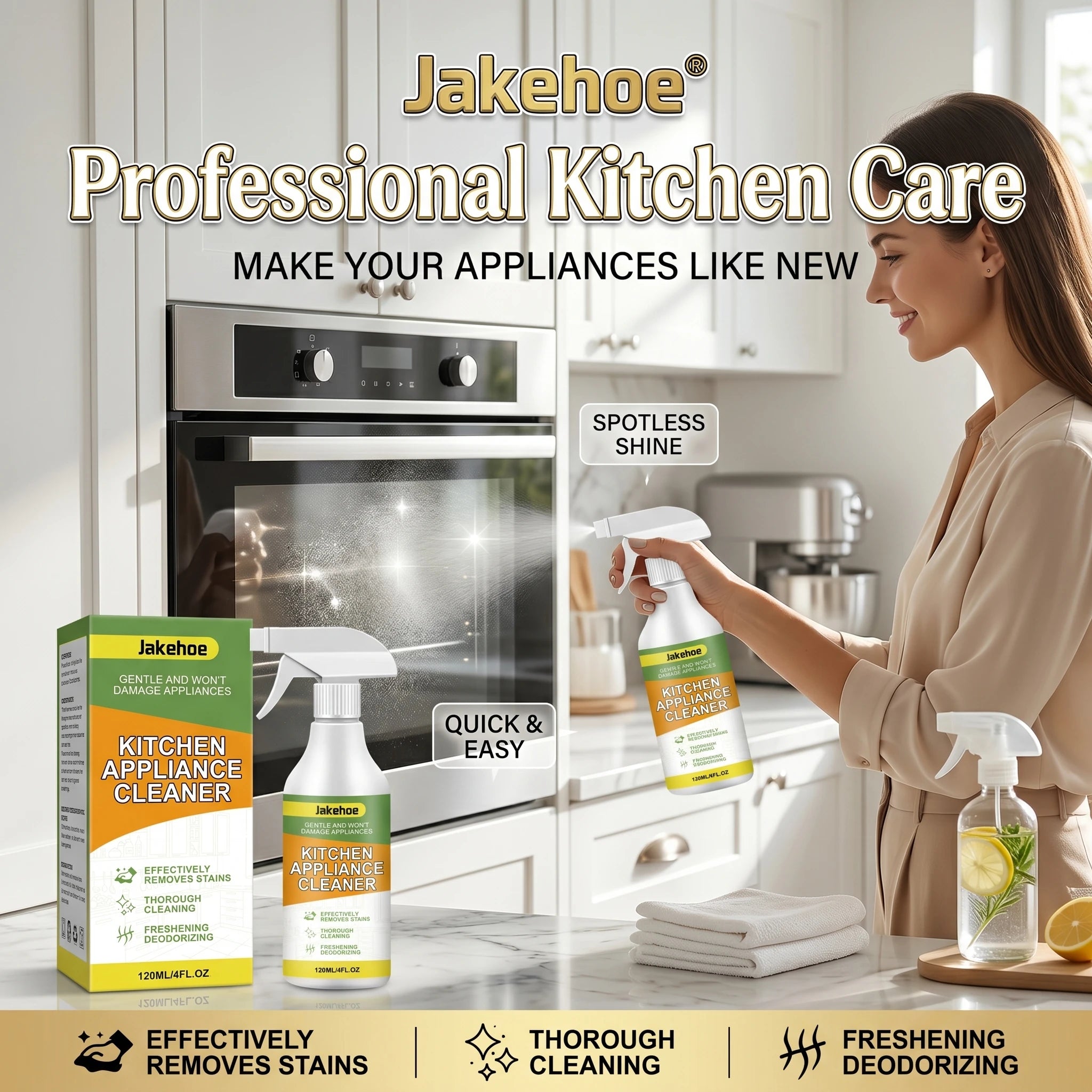 Kitchen Appliance Cleaner Spray Grease & Stain Remover for Stove/Oven/Microwave Cleaning, Deodorizing & Refreshing Spray Oasis Select