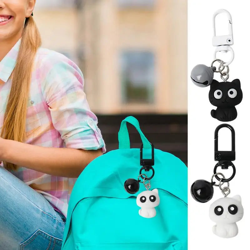 Cat Key Rings for Car Keys Black/White Cat Keychain Charm Keyring Pendant Eye-Catching Versatile Bag Pendants for School Bags Oasis Select